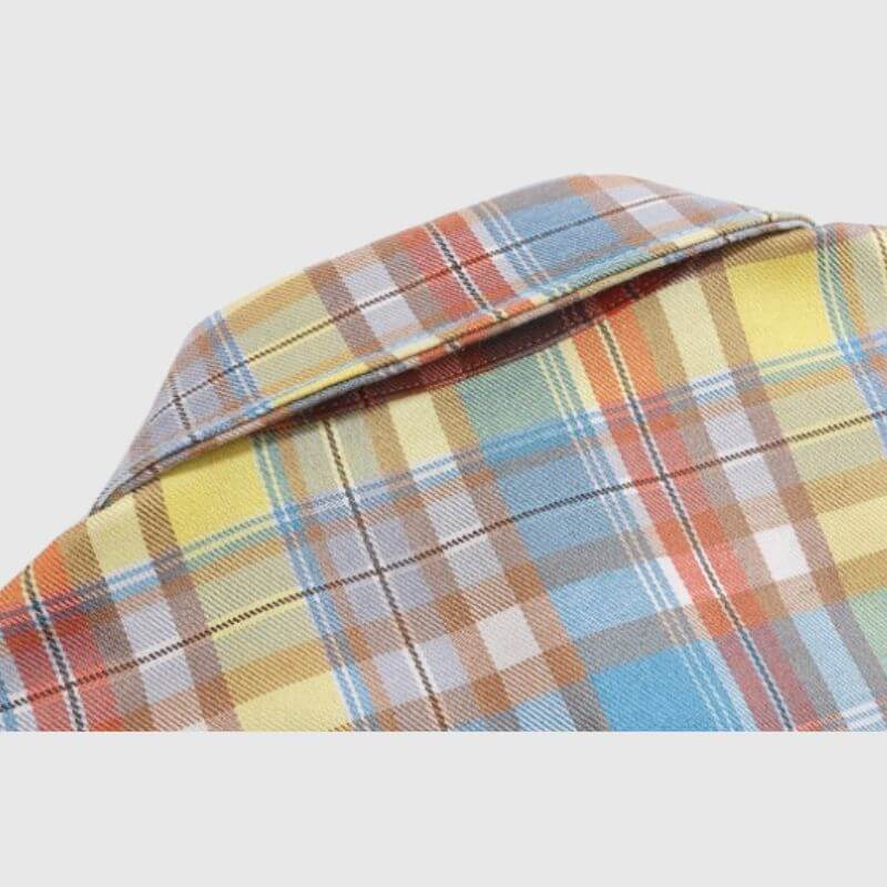 Kariertes Hemd mit Bärenstickerei