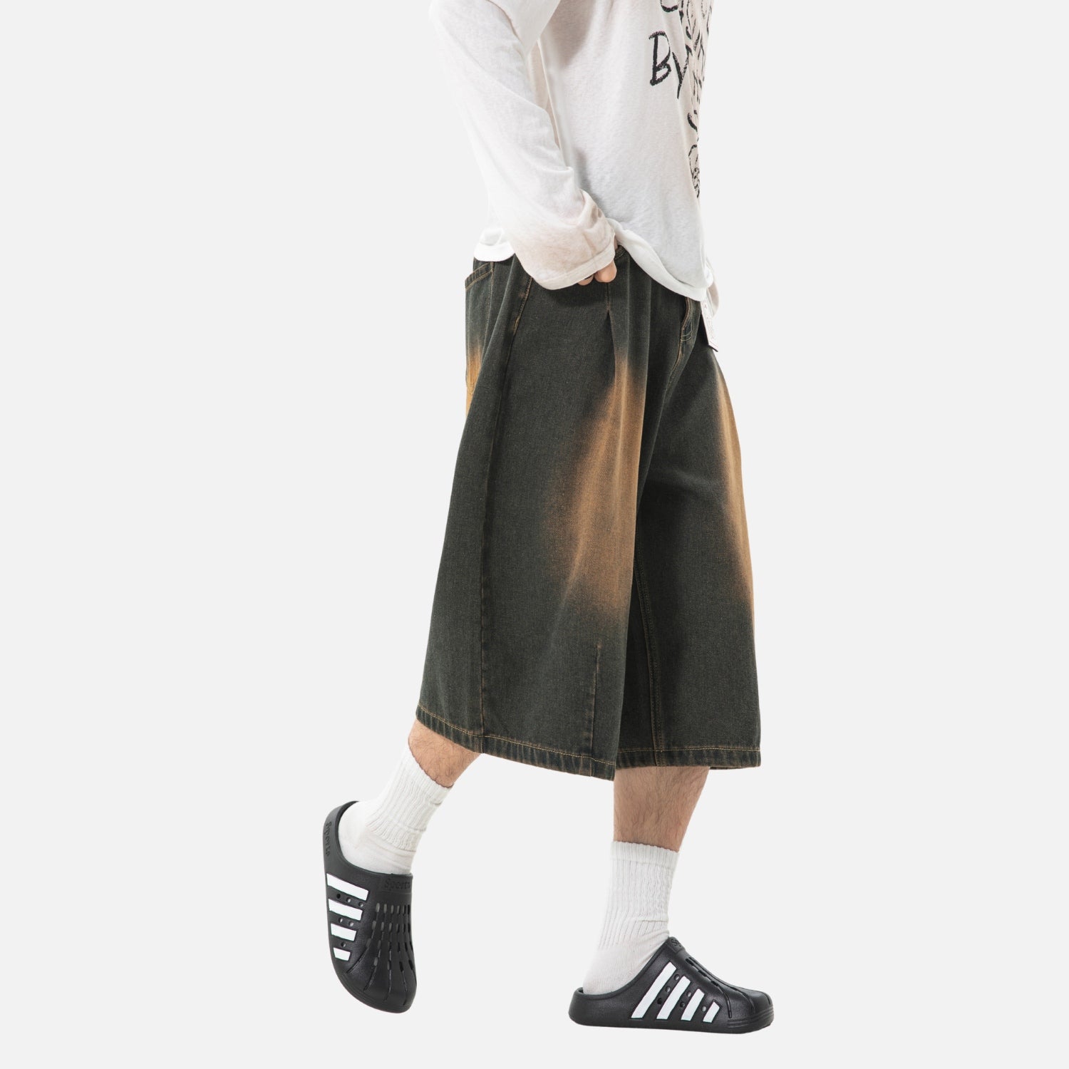 Washed Vintage Denim Bermuda Shorts