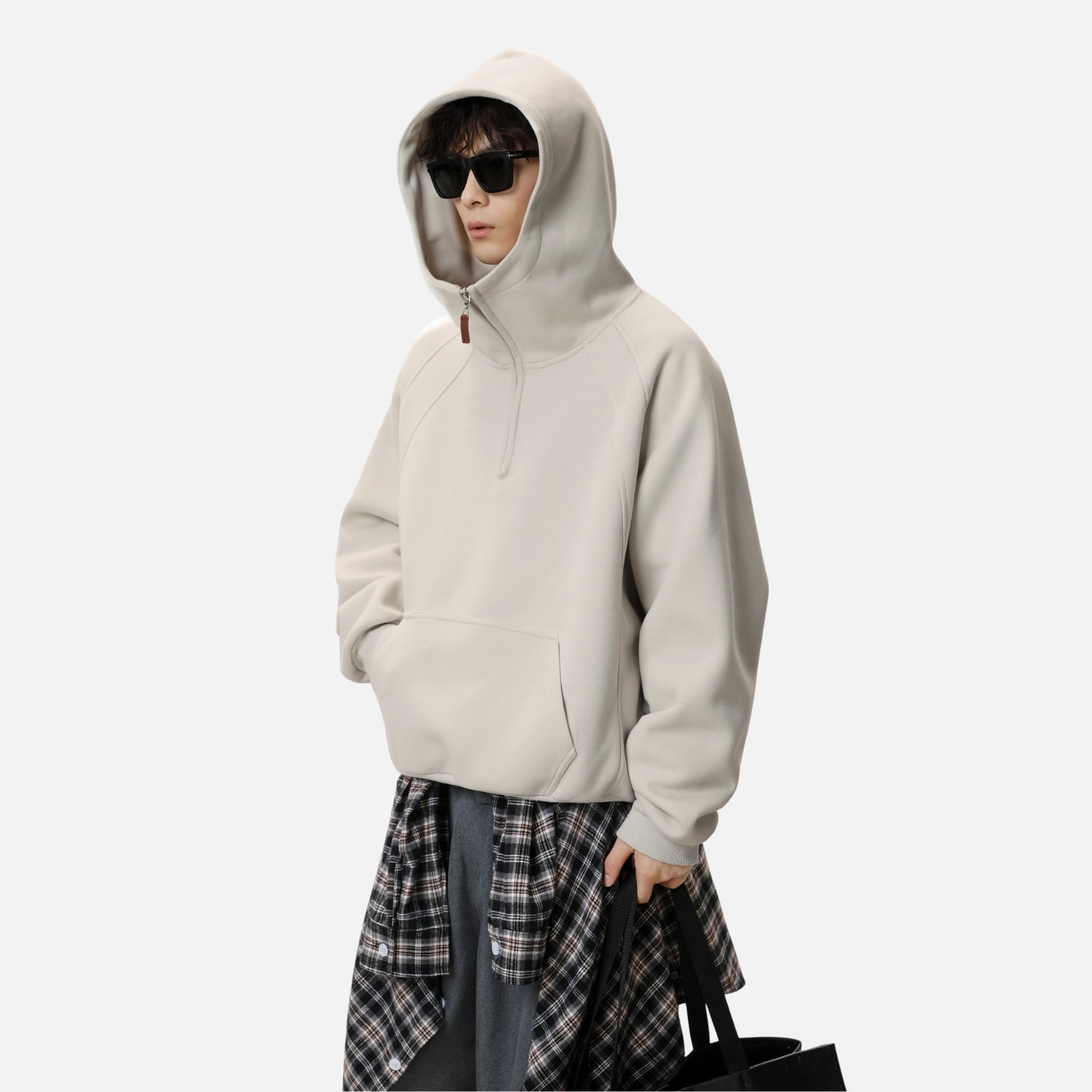 Structured Paneled Hooded Sweatshirt