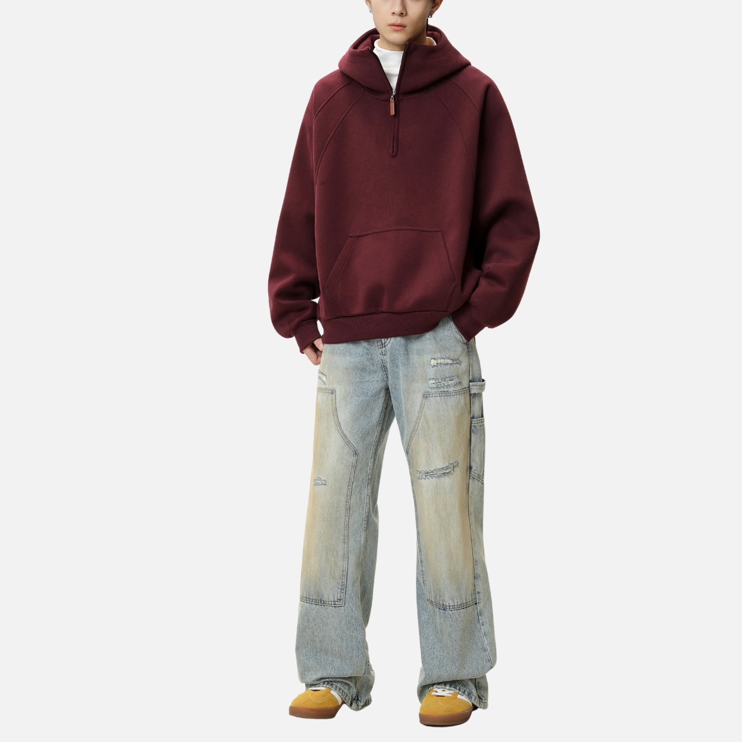 Structured Paneled Hooded Sweatshirt