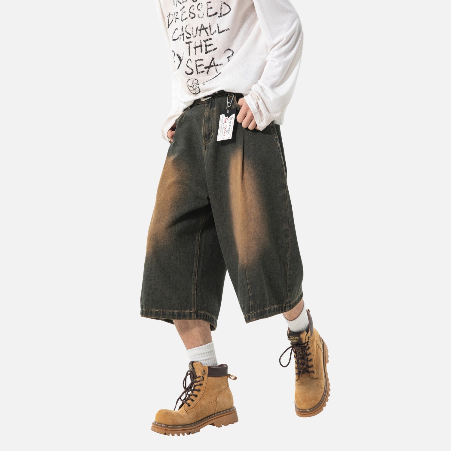 Washed Vintage Denim Bermuda Shorts