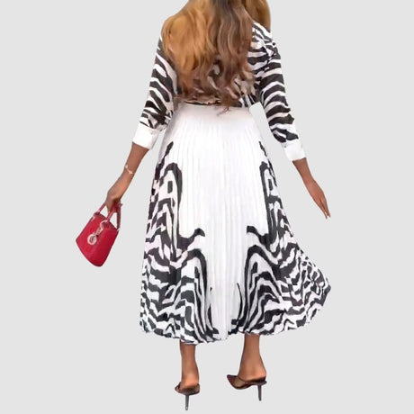 Zebra Printed Shirt & Pleated Skirt Set
