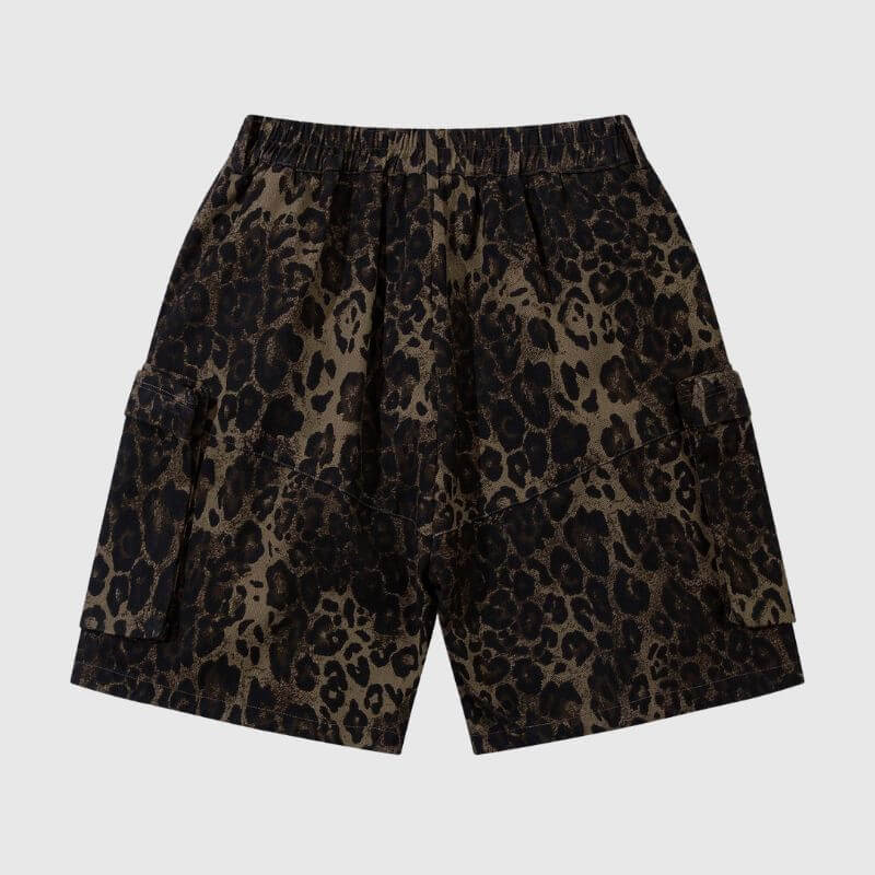 Leopard Cotton Cargo Shorts