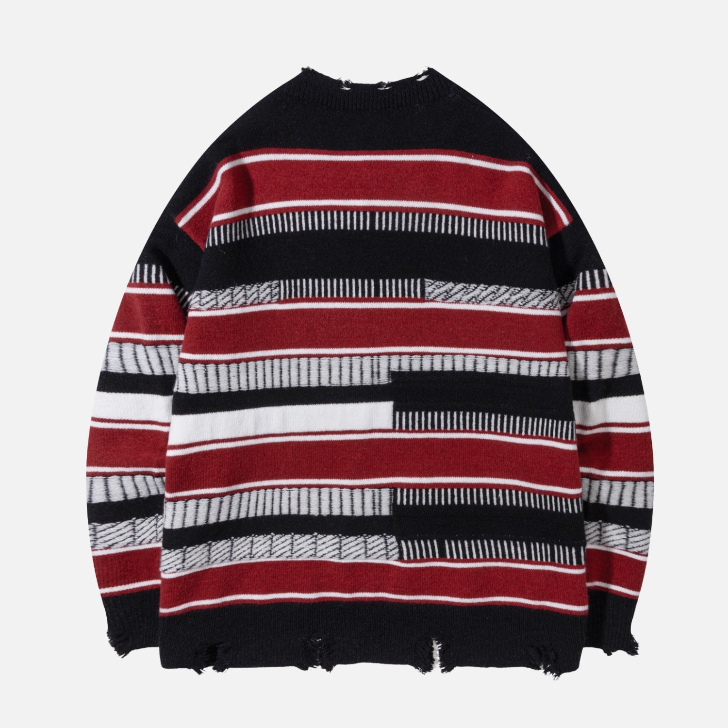 Frayed Hem Striped Sweater