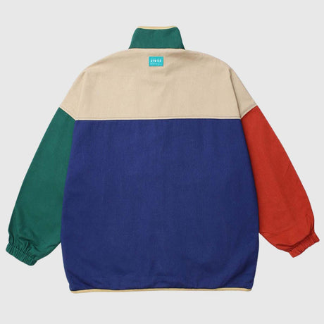 Color-Block Stand-Collar Jacket