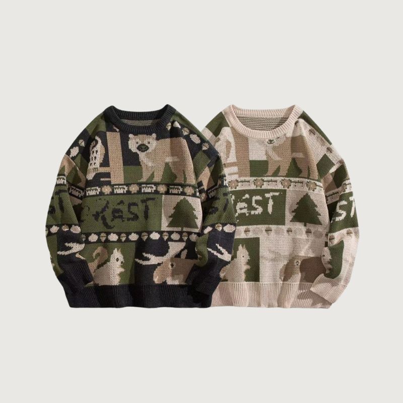 Vintage Color-Block Cozy Knit Sweater