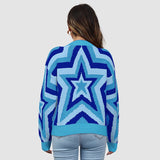 Y2K Star Pattern Color Contrast Sweater