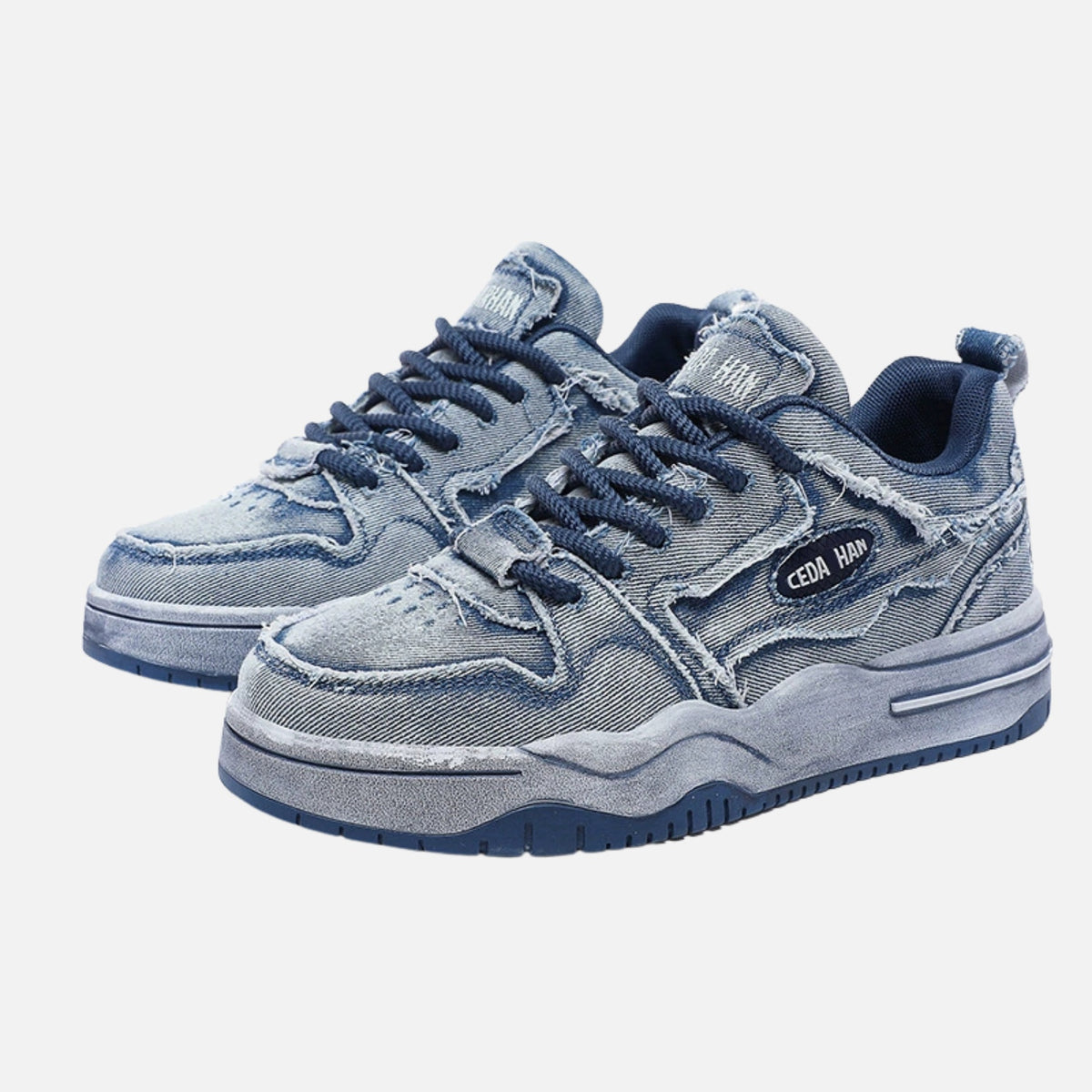 Vintage Washed Denim Skate Sneakers