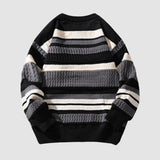Striped Cable Patchwork Design Pullover