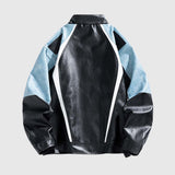 Retro Colorblock PU Moto Jacket