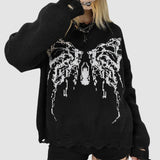 Butterfly Pattern Ripped Pullover