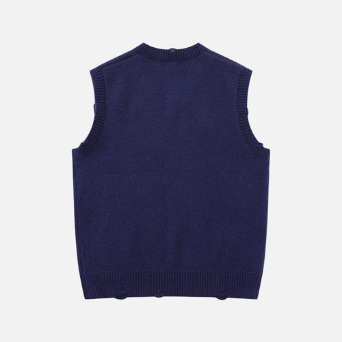 Cartoon Flocked V-Neck Sweater Vest