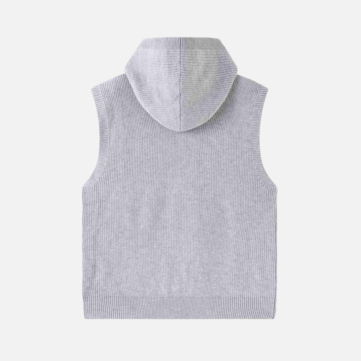 Solid Button-Up Hooded Sweater Vest