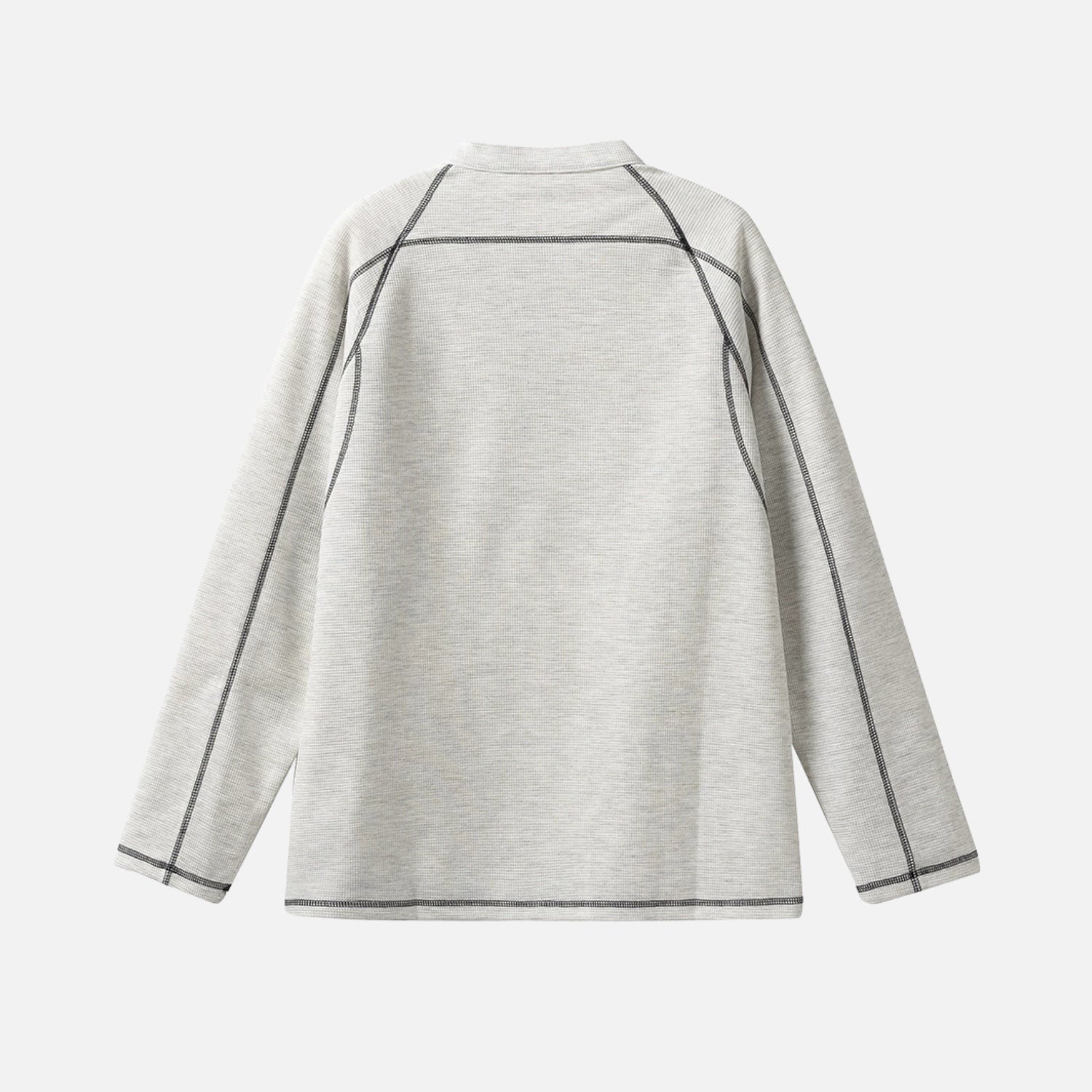 Contrast Stitch Henley Neckline Sweatshirt