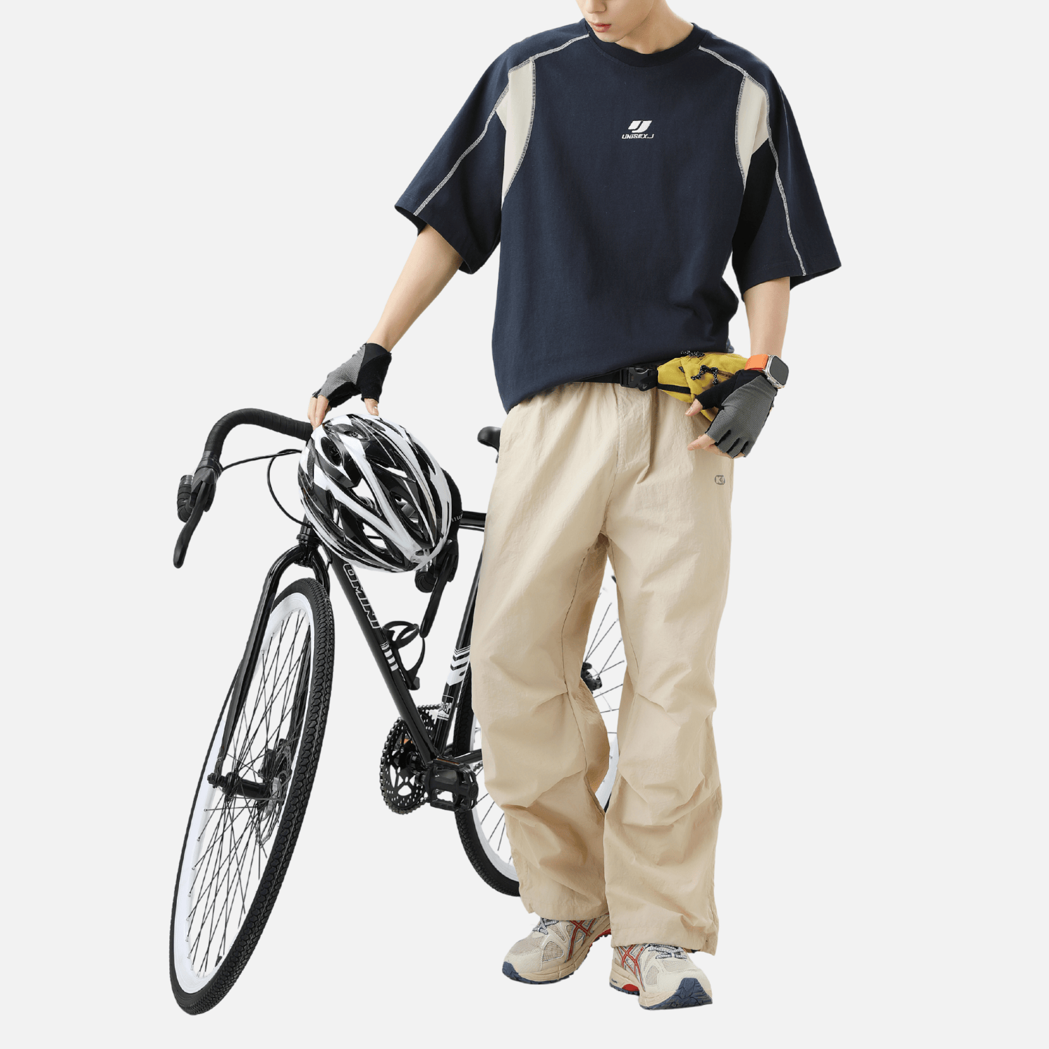 Camiseta de algodón bordada colorblock