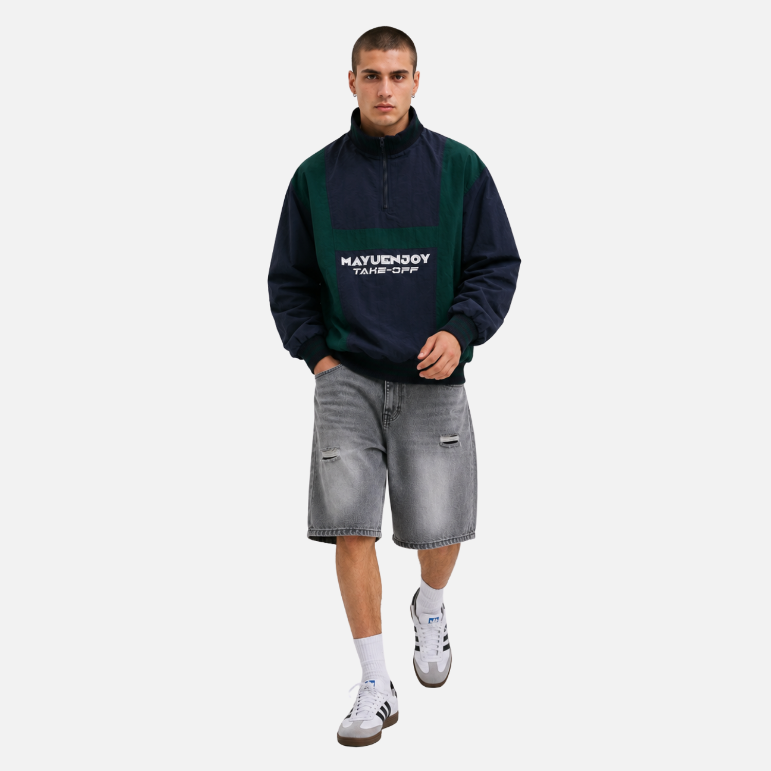 Vintage Colorblock Half-Zip Sweatshirt