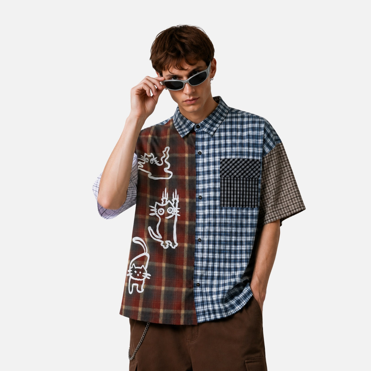 Japanese Vintage Colorblock Cotton Shirt