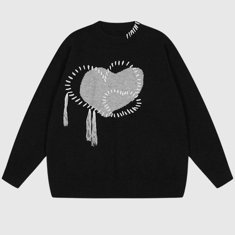 Heart Patch Oversized Knit Sweater