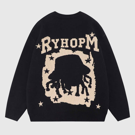 Graphic Embroidered Knit Sweater