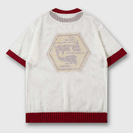 Red Crest White Knit Sweater