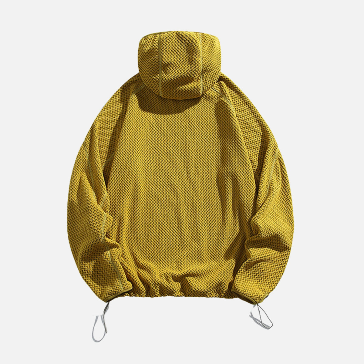 Wave-Textured Fleece Hooded Sweatshirt