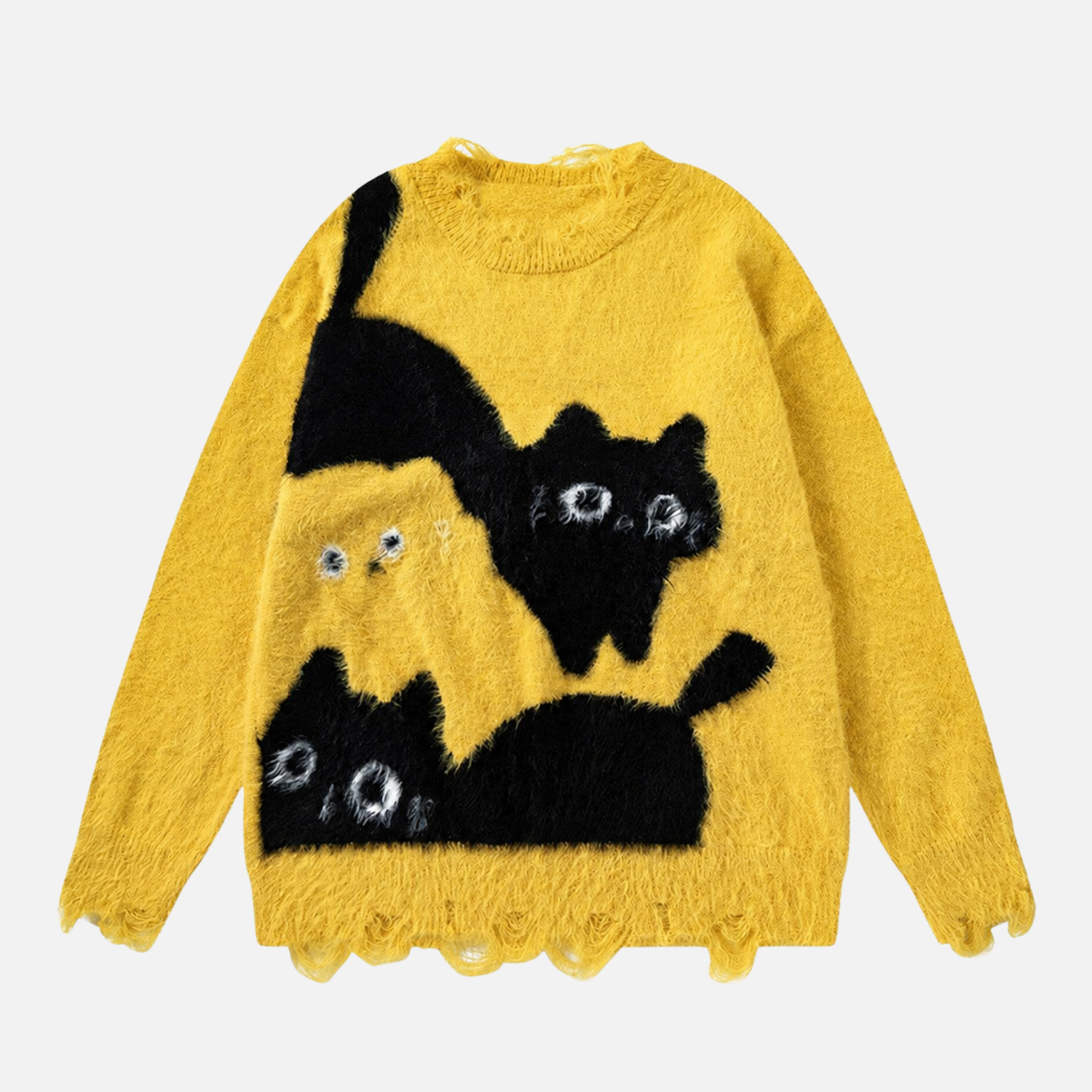 Suéter de punto con estampado de gato
