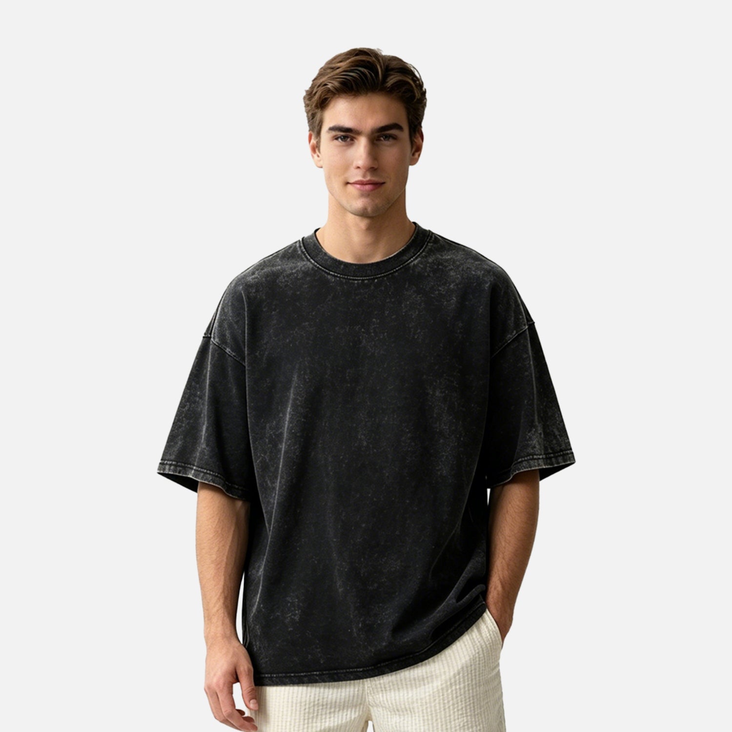T-shirt uni lavé Flocon de Neige