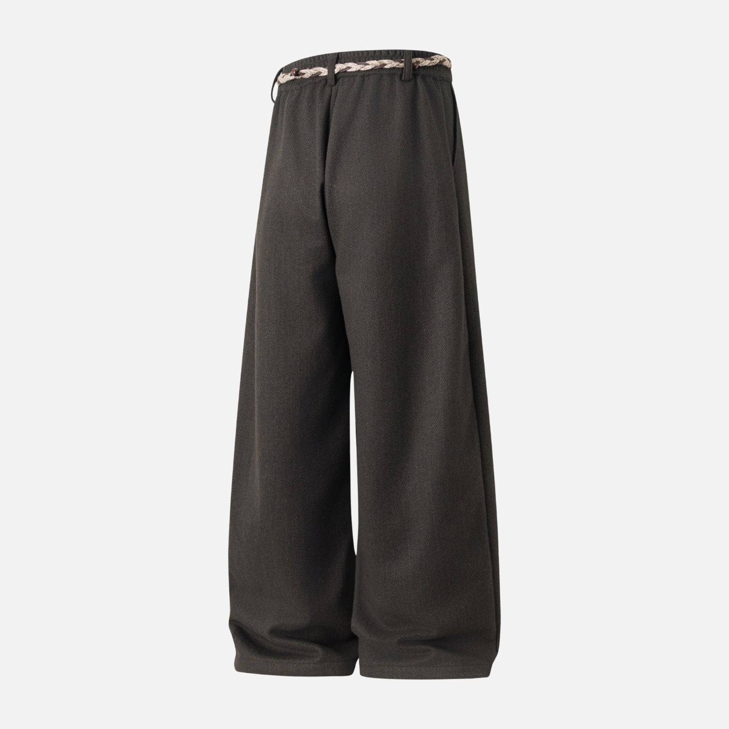 Faux Wool Textured Straight-Leg Pants