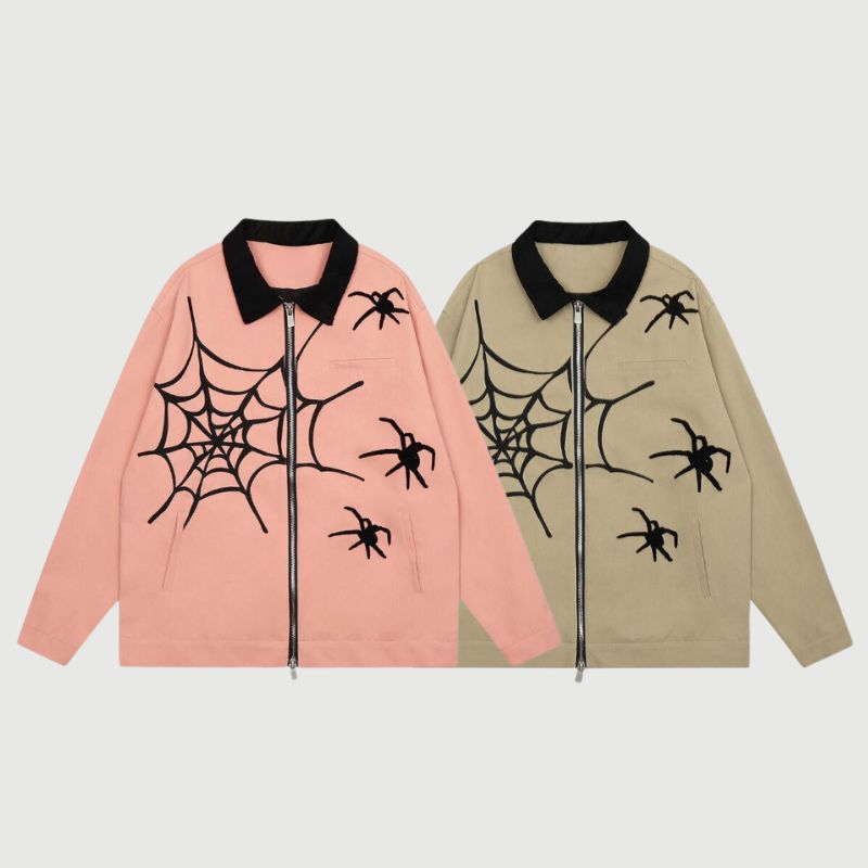 Streetwear Spider Embroidered Jacket