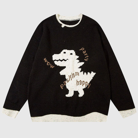 Cartoon Dinosaur Printed Sweater