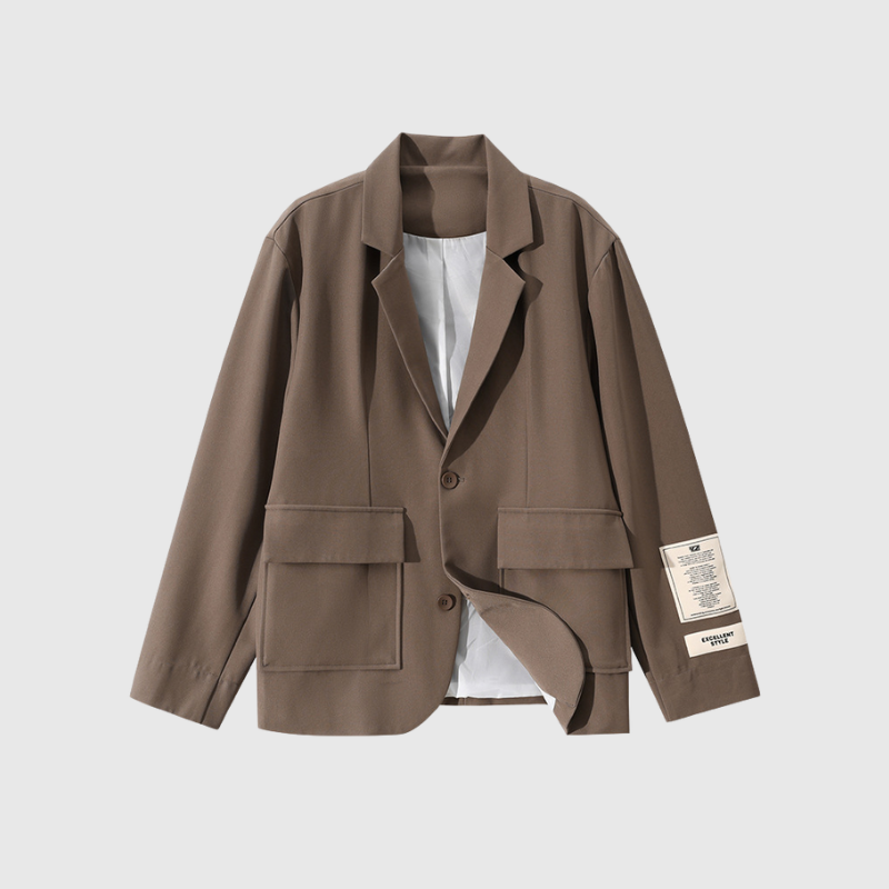 Blazer informal con bolsillos de parche