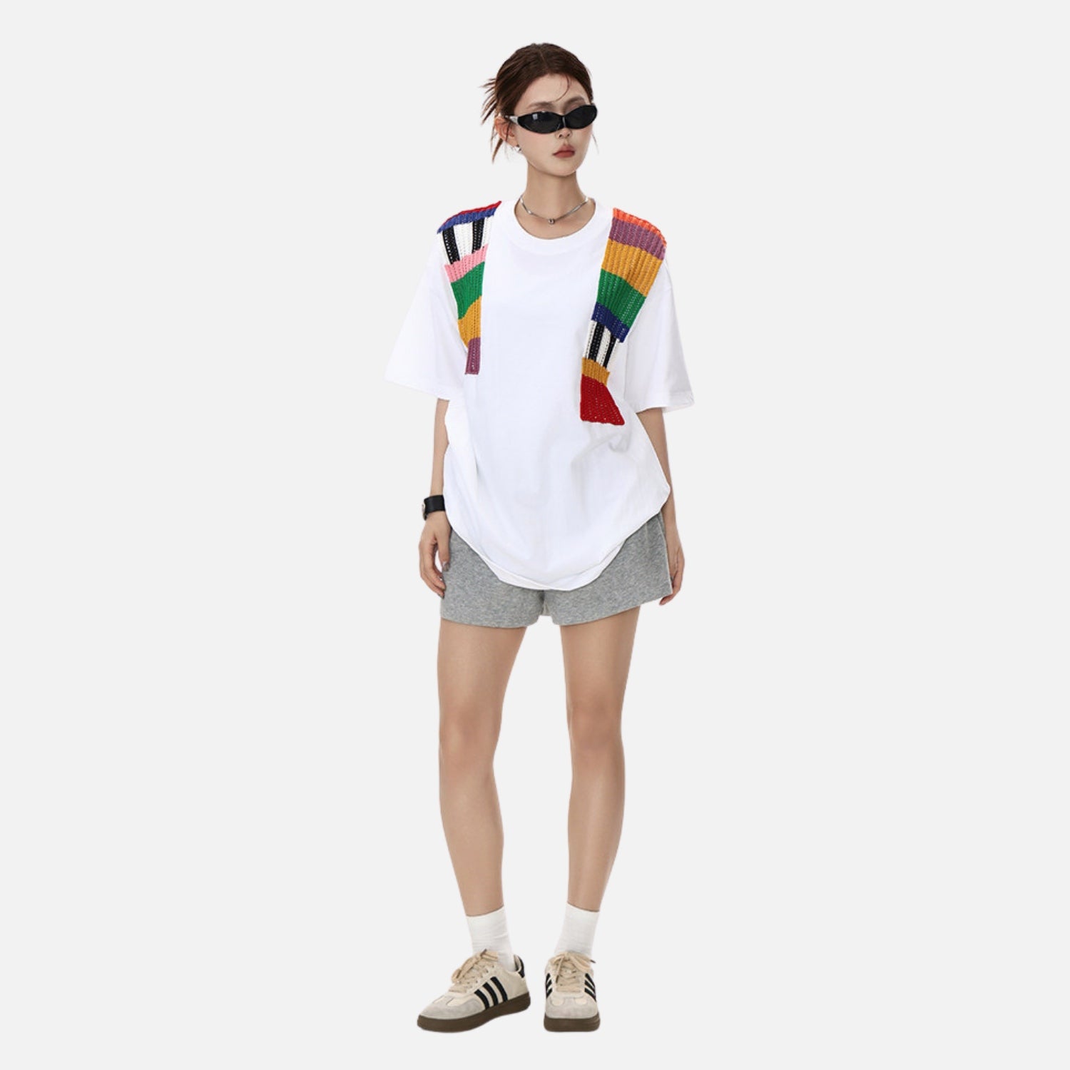 Color Yarn Embellished Colorblock Tee