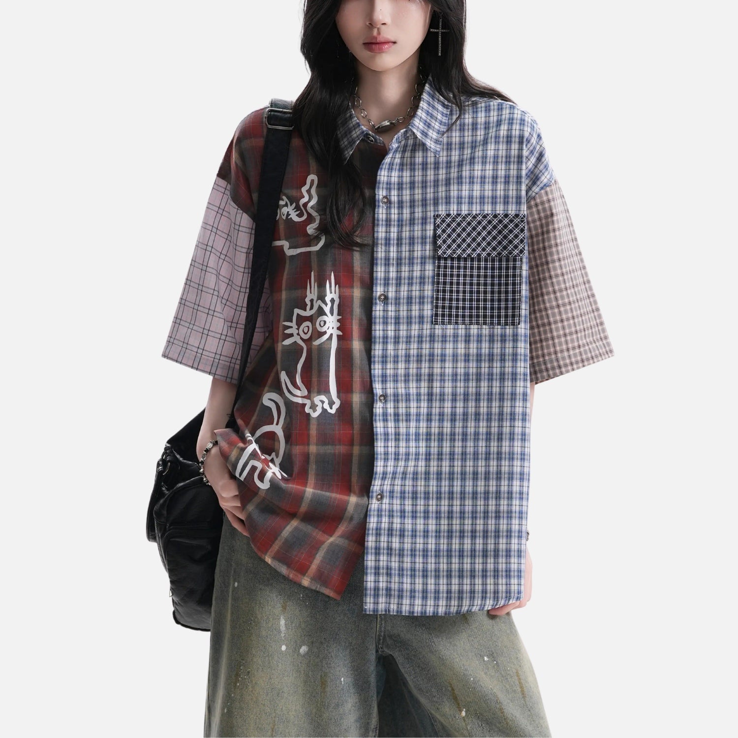 Japanese Vintage Colorblock Cotton Shirt