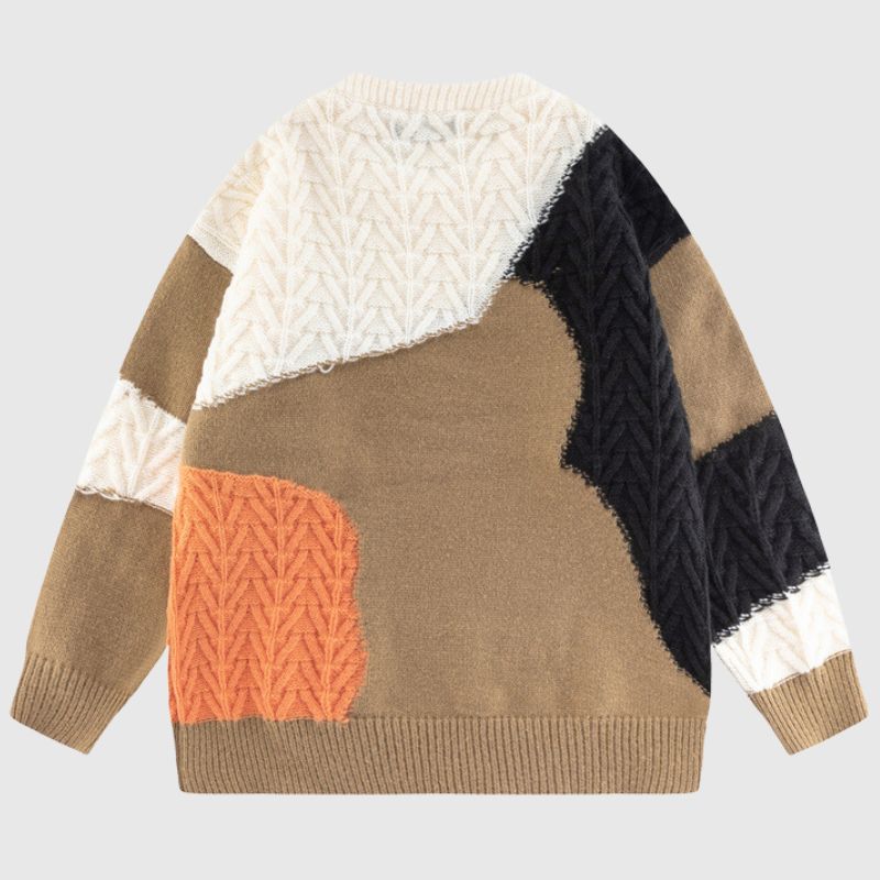 Irregular Color Contrast Twist Design Sweater