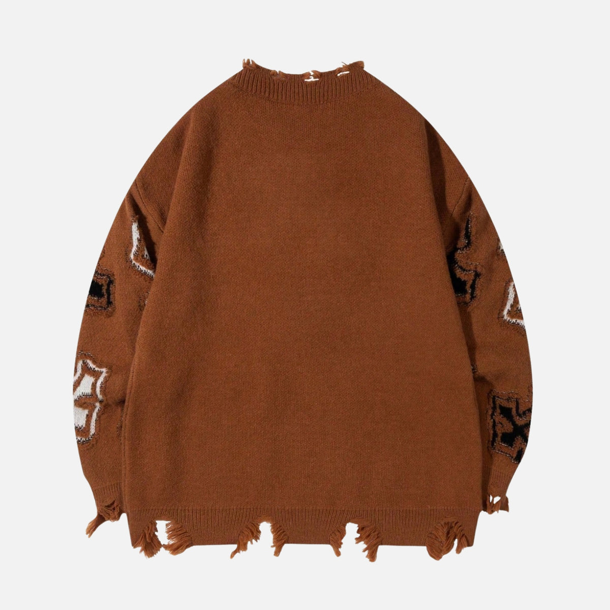 Distressed Cross Graphic Crewneck Sweater