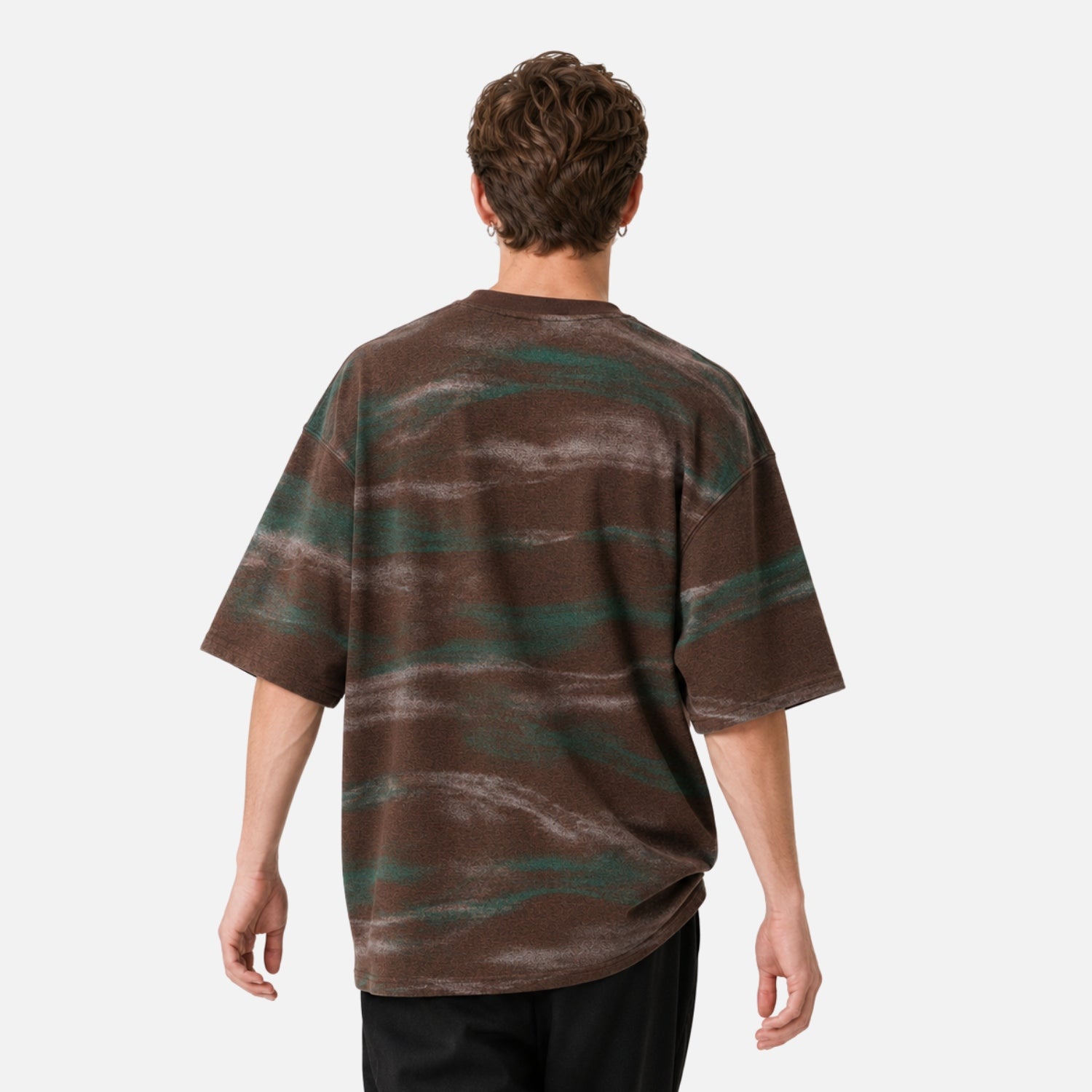 Grafisches Colorblock-Rundhals-T-Shirt