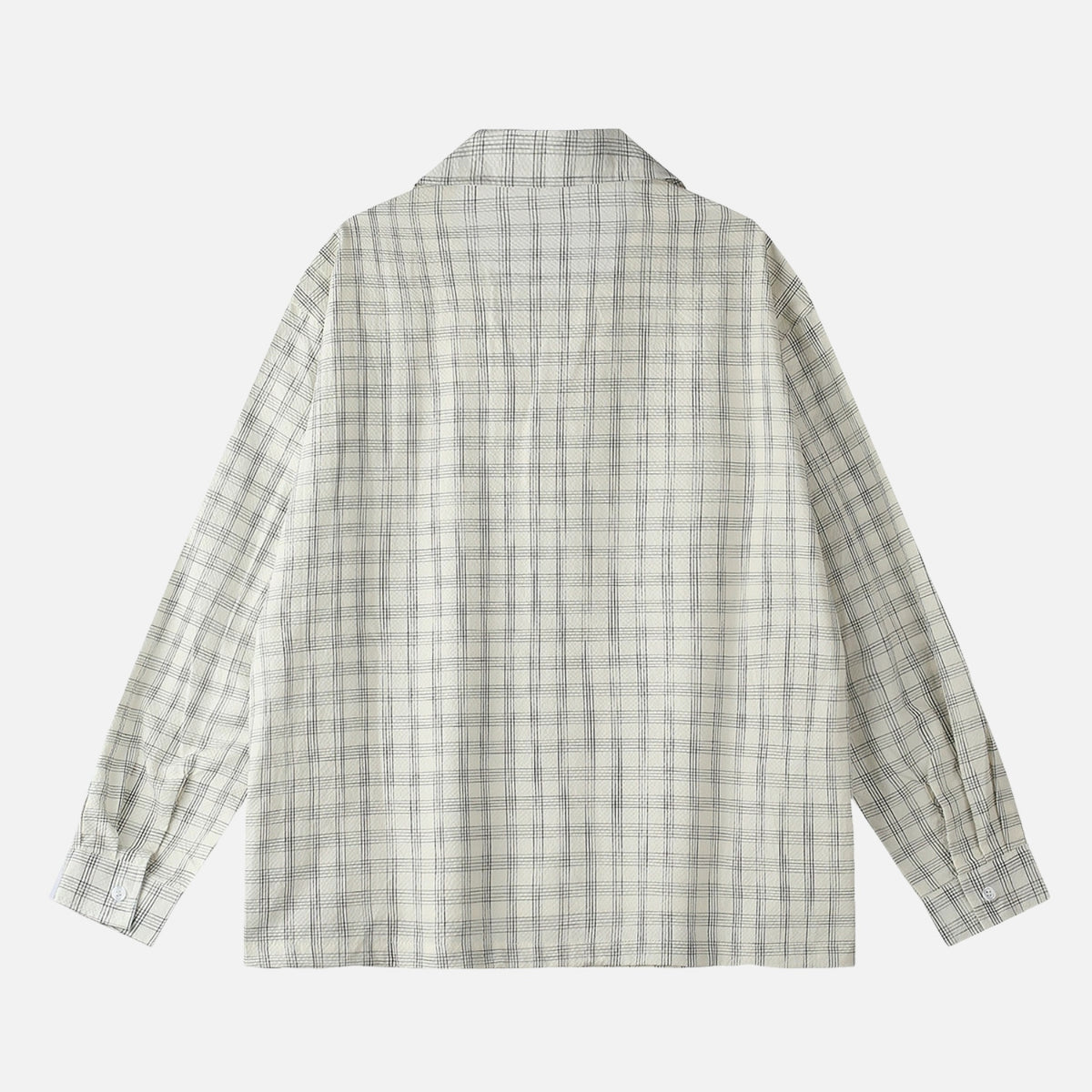 Faux-Layered Seersucker Check Pullover Shirt