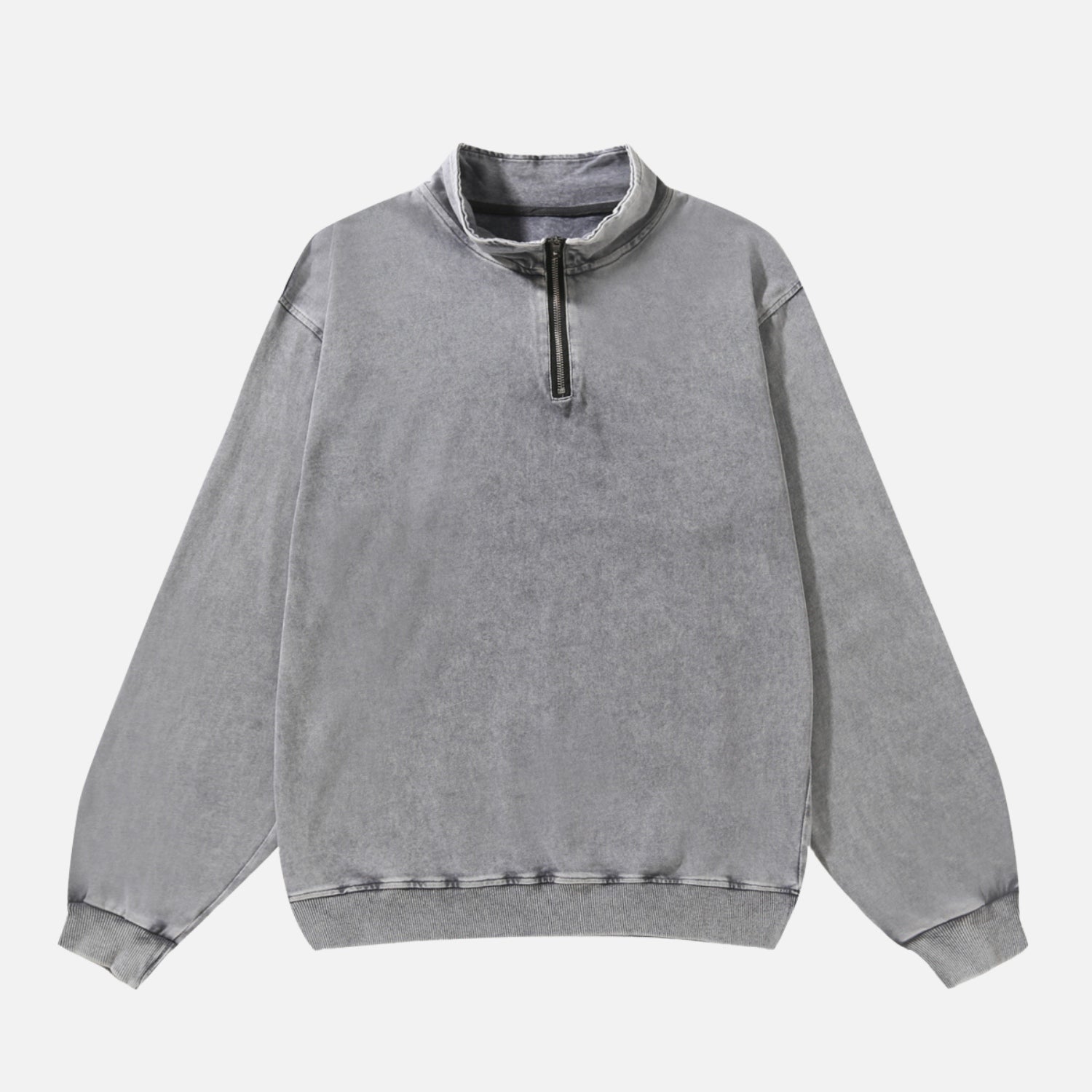 Washed Stand Collar Half-Zip Sweatshirt