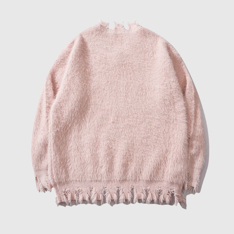 Cozy Distressed Mink Knit Pullover