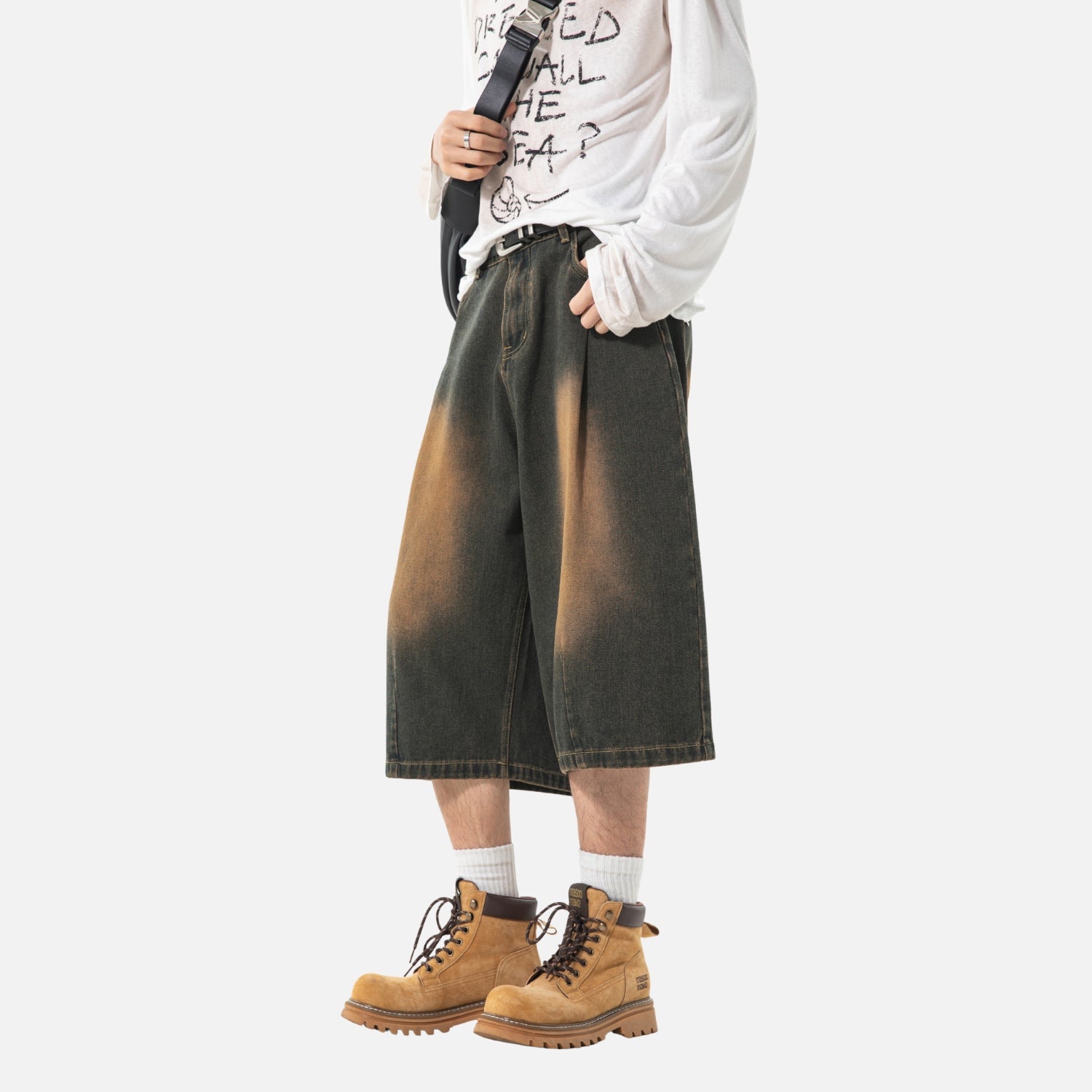 Washed Vintage Denim Bermuda Shorts