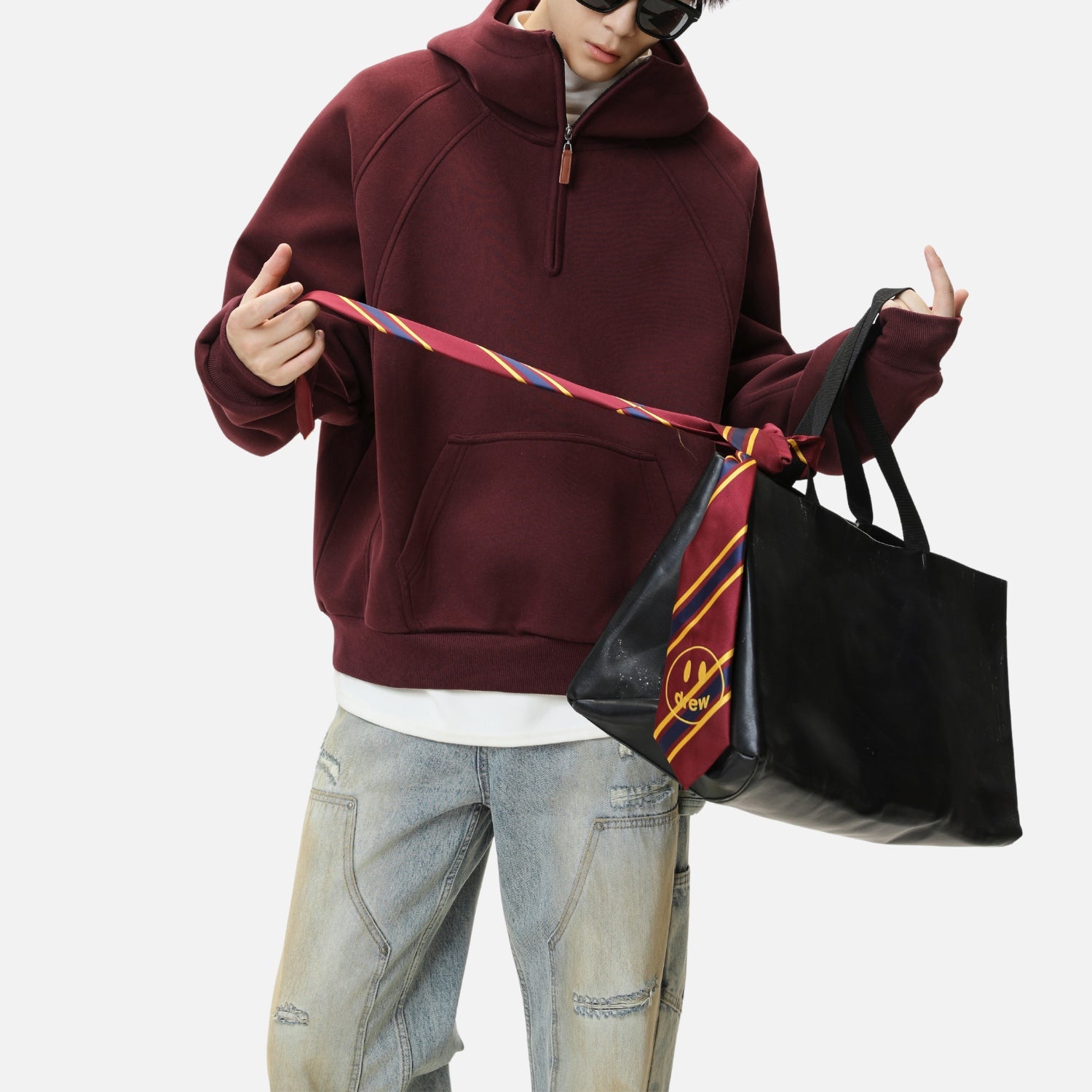 Structured Paneled Hooded Sweatshirt