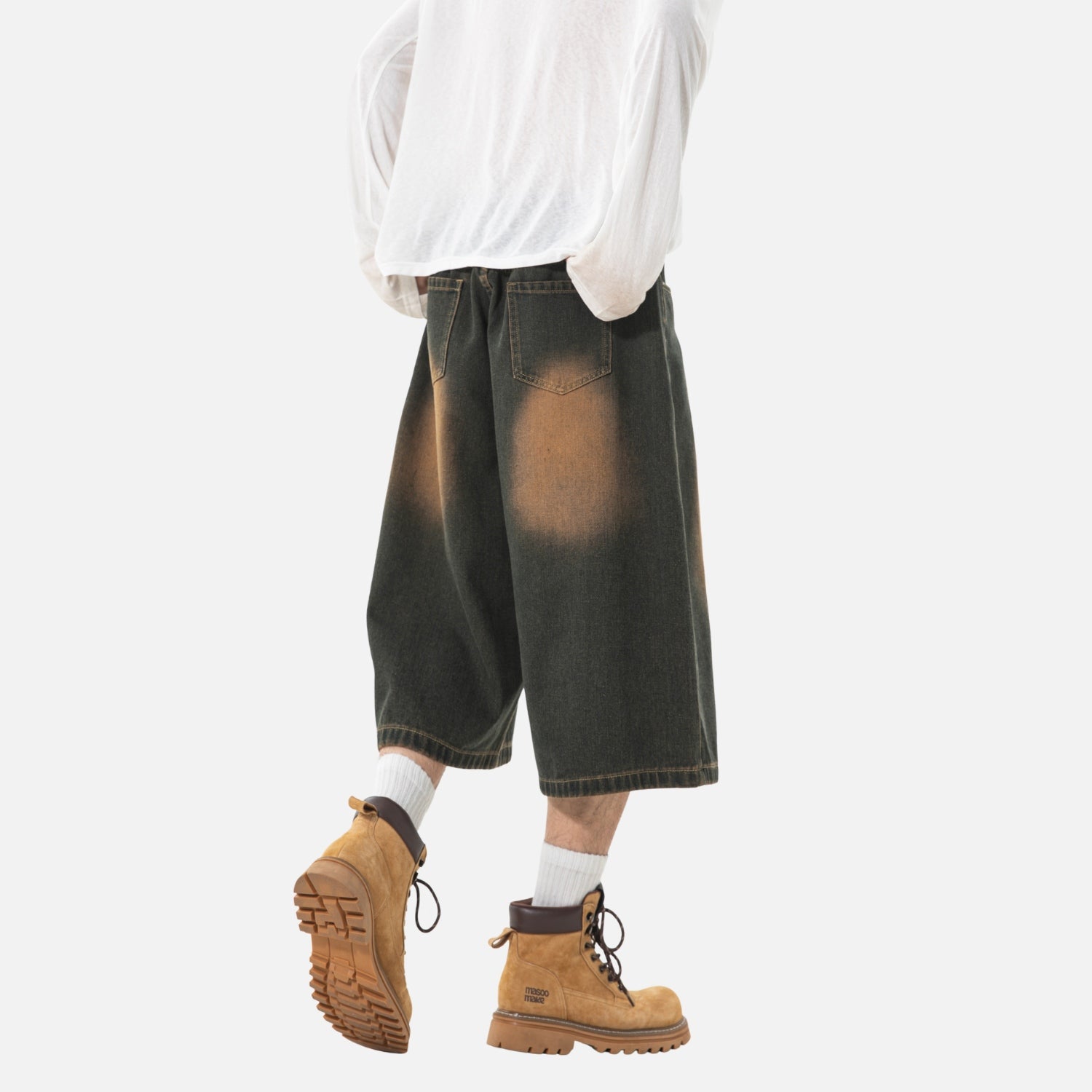 Washed Vintage Denim Bermuda Shorts