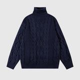 Vintage Twist Solid Turtleneck Sweater