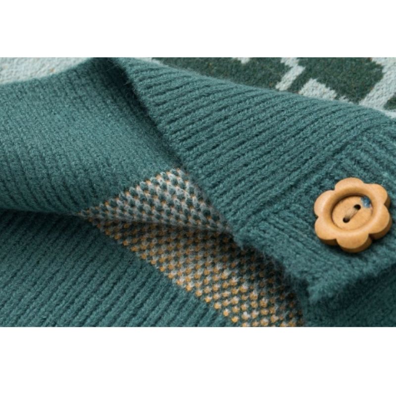 Vintage Floral Knit Vest Cardigan