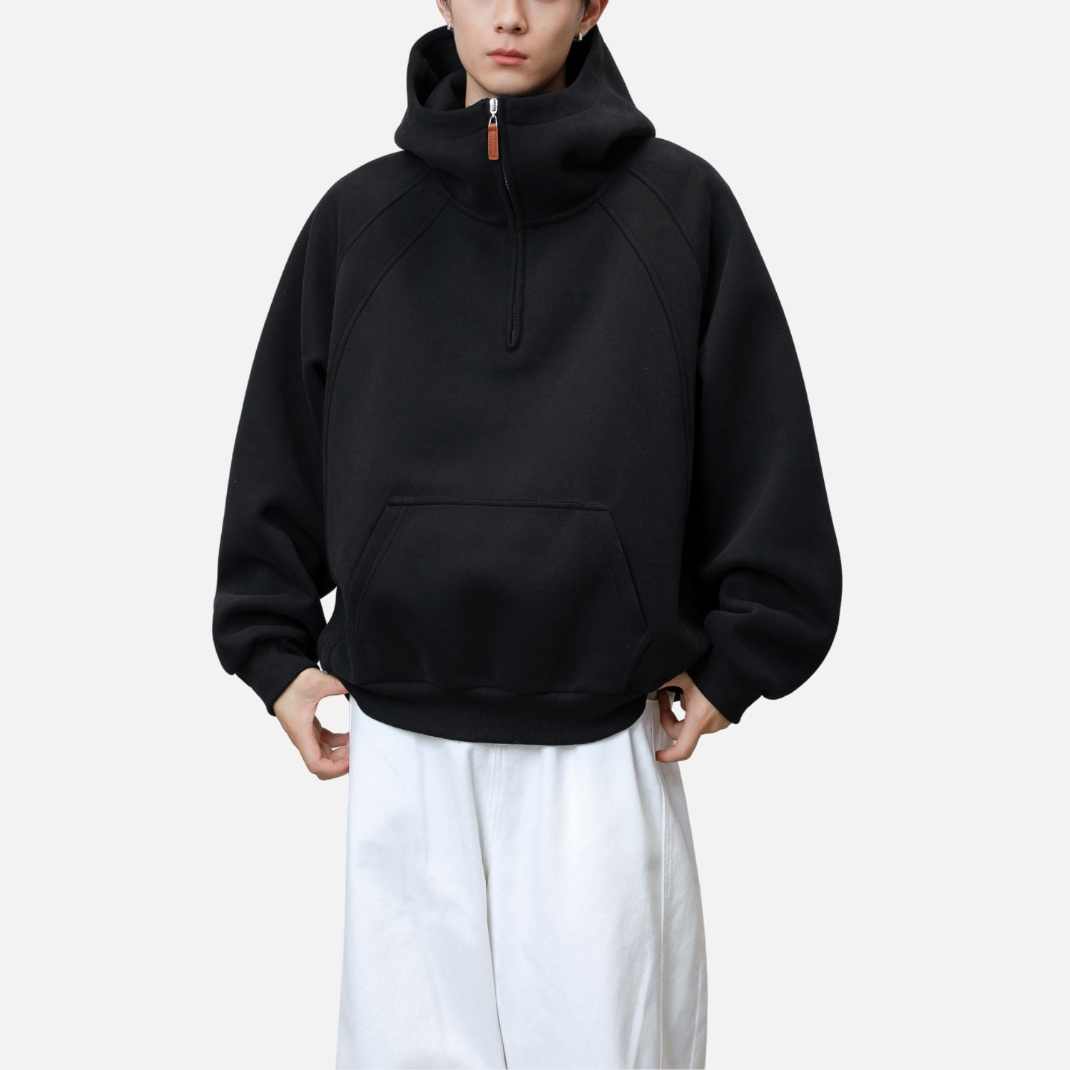 Structured Paneled Hooded Sweatshirt