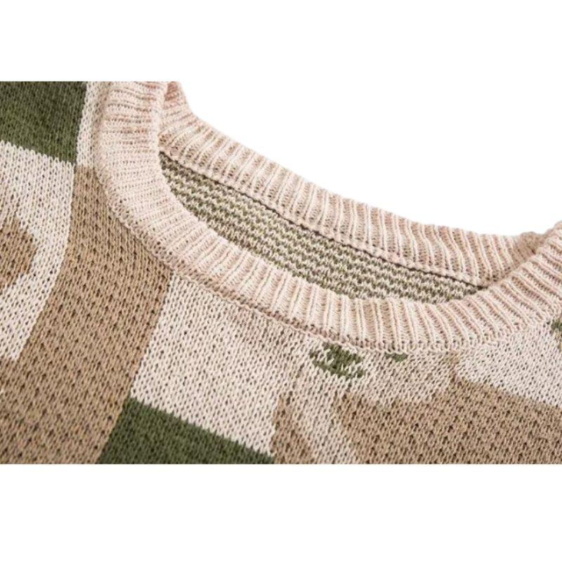 Vintage Color-Block Cozy Knit Sweater