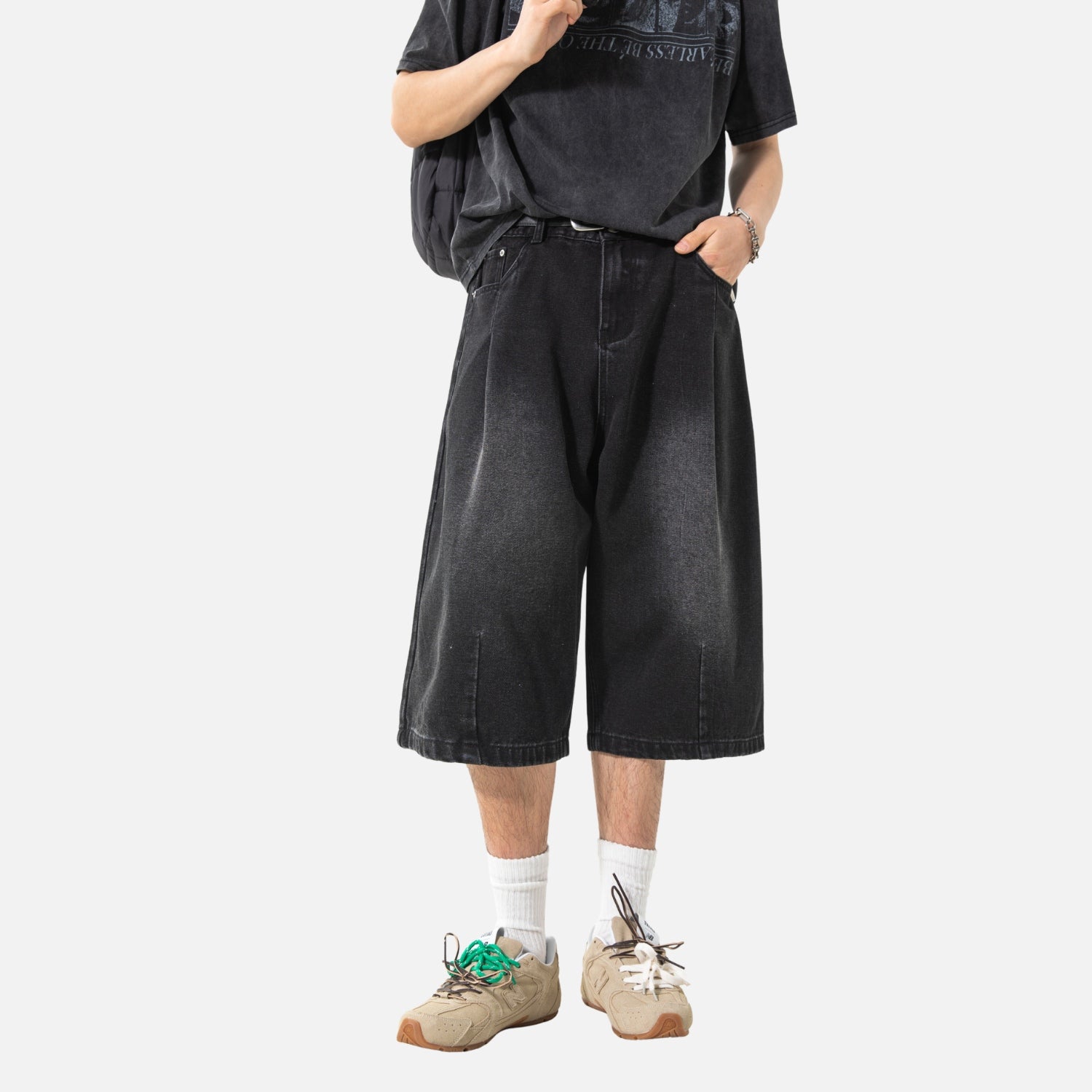 Washed Vintage Denim Bermuda Shorts