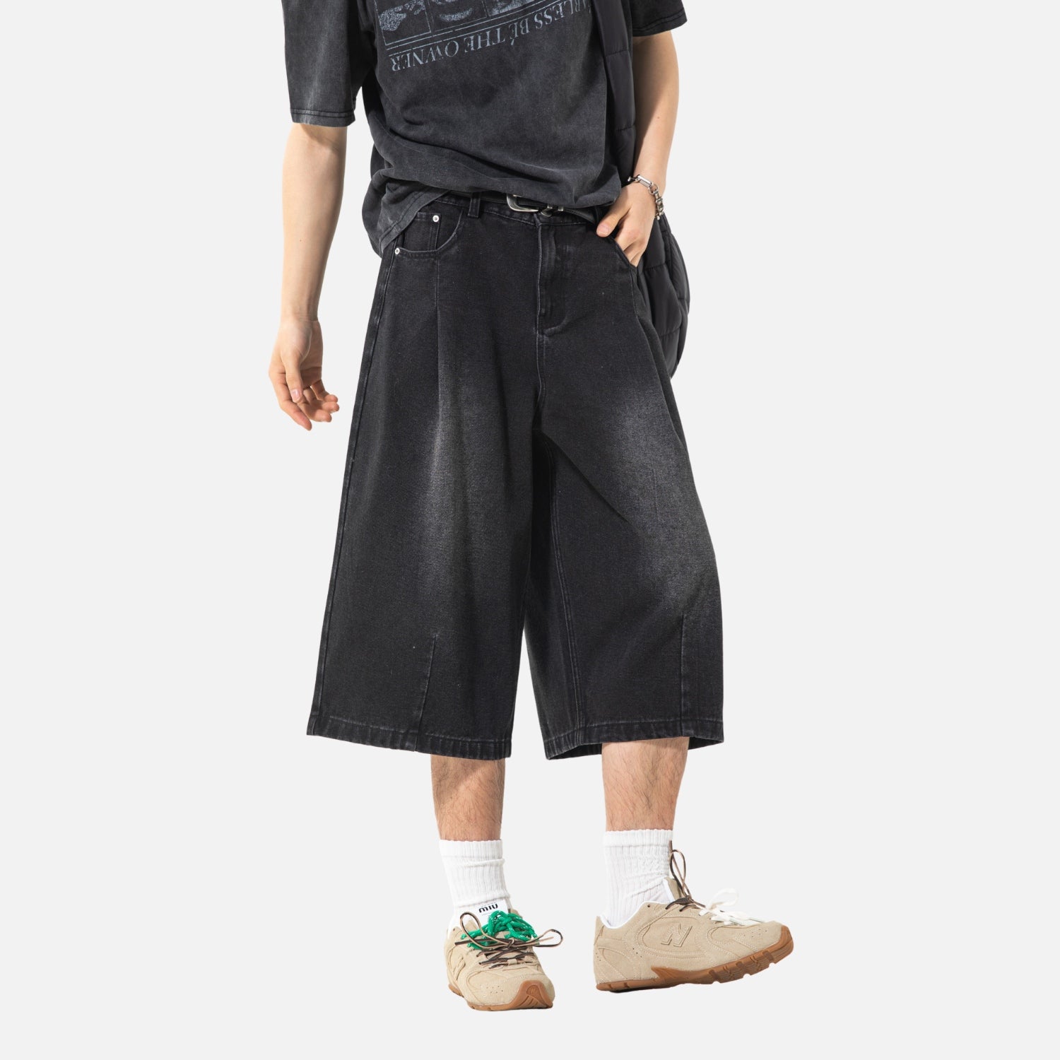Washed Vintage Denim Bermuda Shorts