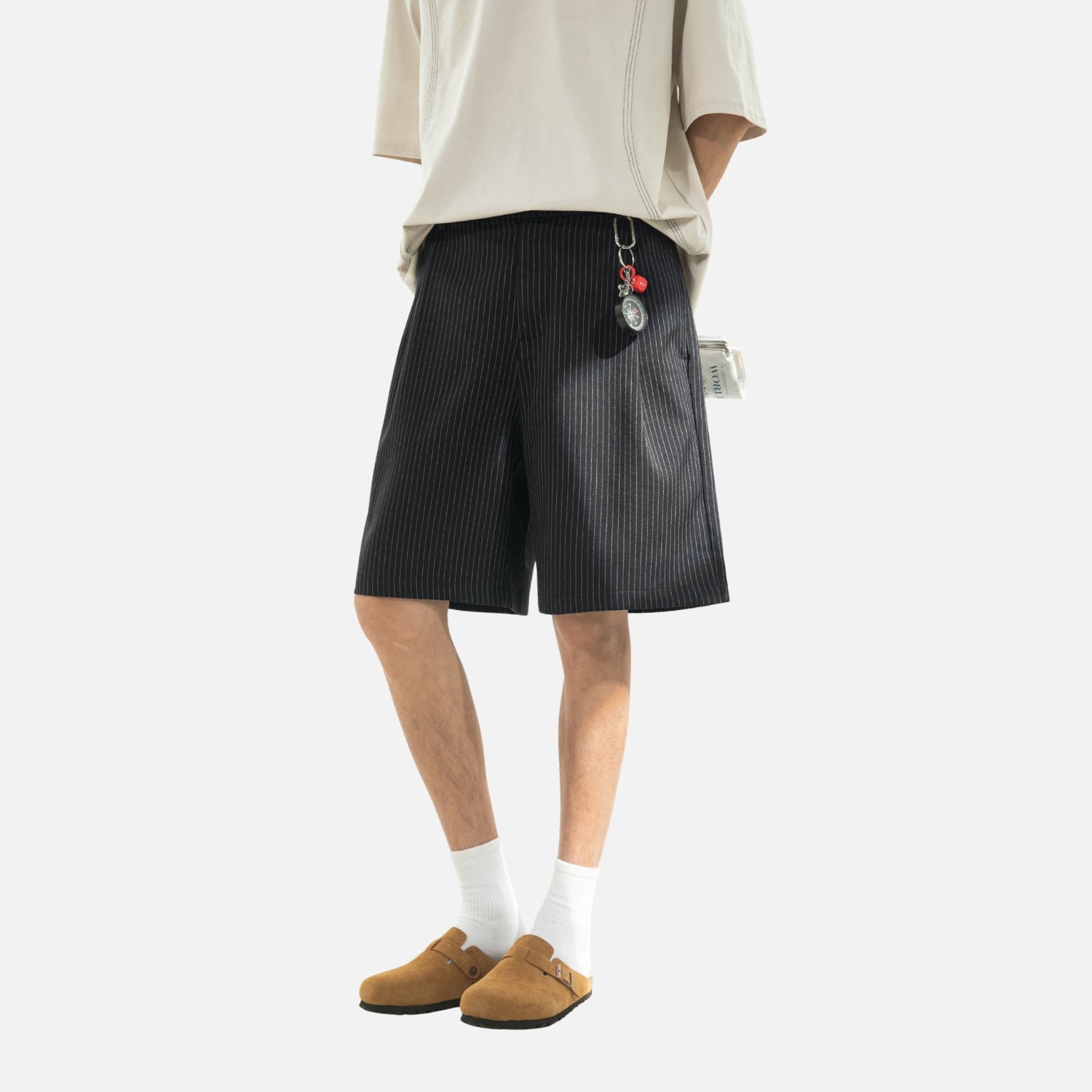 Vintage Striped Tailored Shorts