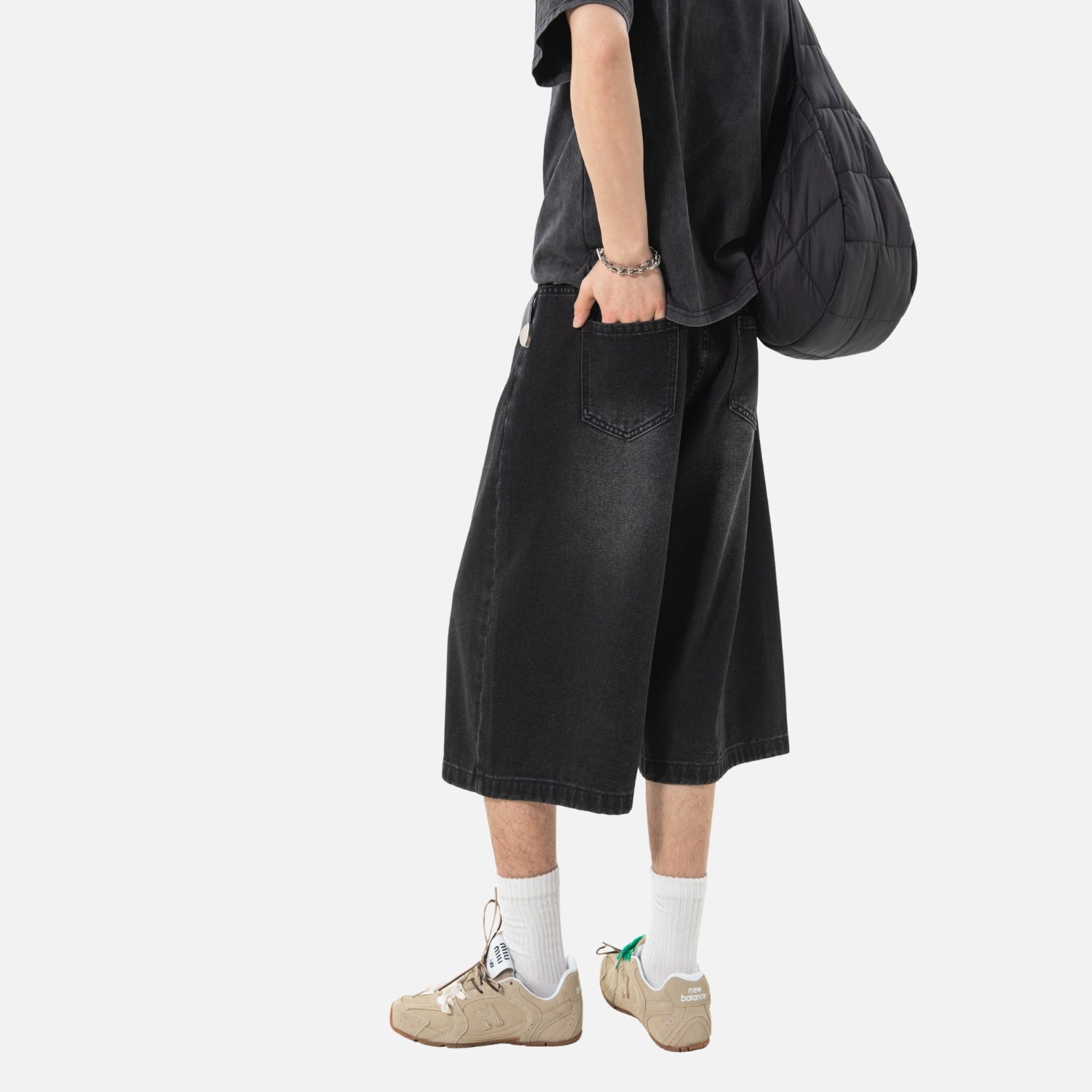 Washed Vintage Denim Bermuda Shorts